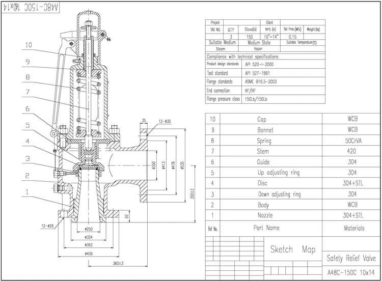 Spring Loaded Steam Safety Relief Valve