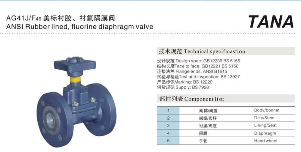 Rubber,PTFE,PFA,F46 Lined Diaphragm Valve