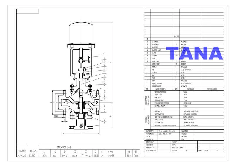 3 Way Converging/Diverging Control Valve